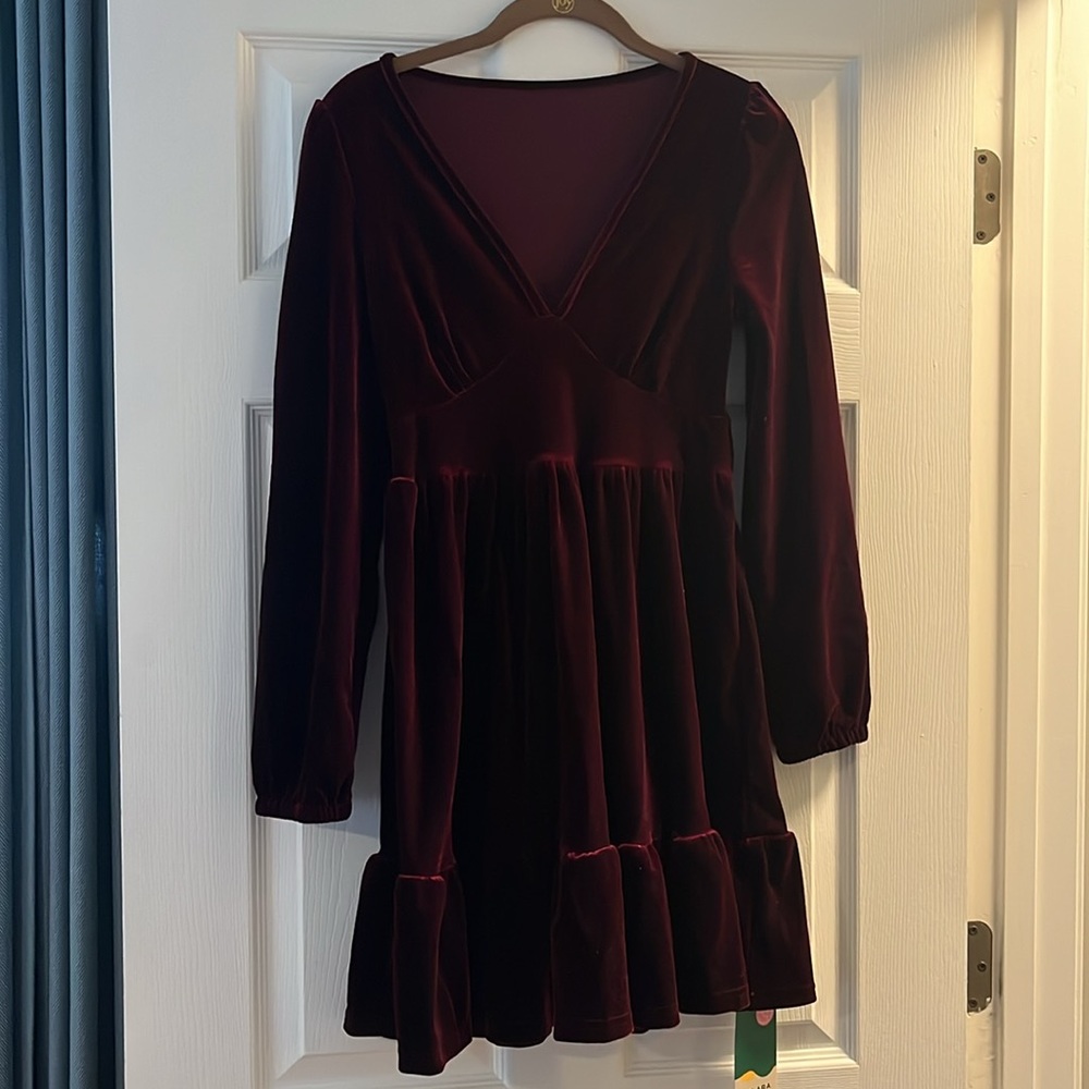 Brand New, Never Worn with tags. Halara Deep V Velvet Mini Party Dress